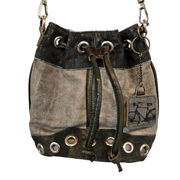 Mona B Handbags - Mona B Recycled Materials Distressed Weathered Canvas Crossbody Purse